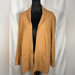 J.CREW Women’s Brown Caramel Knit Cardigan Sweater  Open Front Pockets Sz PS